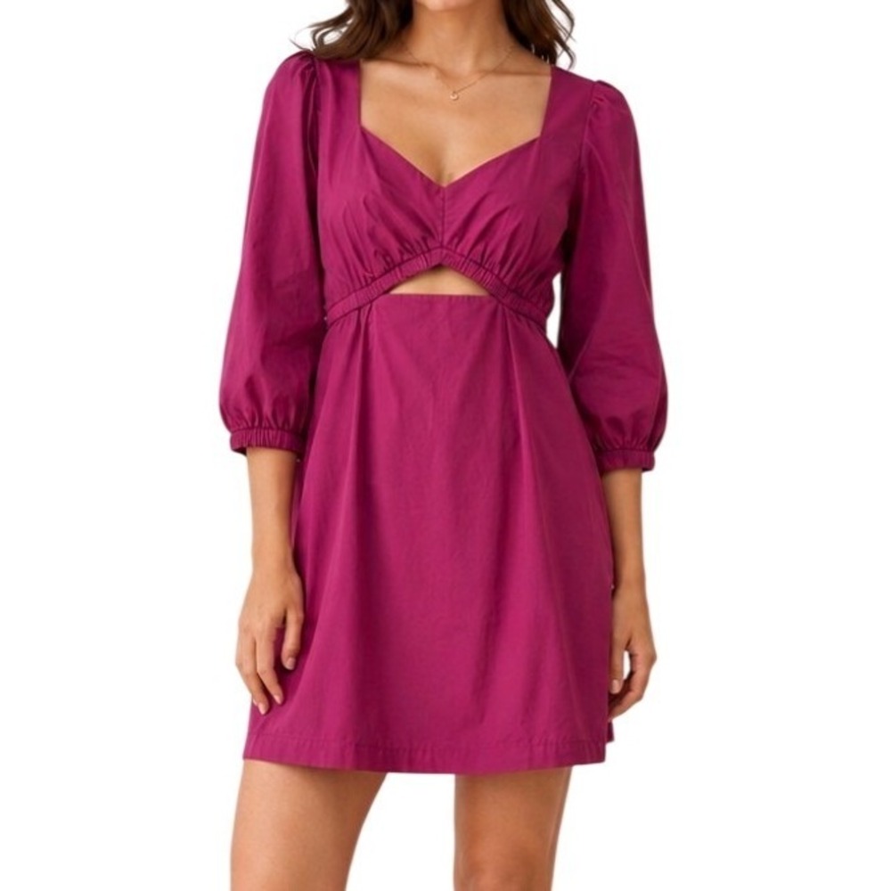 Lost + Wander‎ Women Magenta Cutout Puff Sleeve Mini Dress Small WDWC03678-1